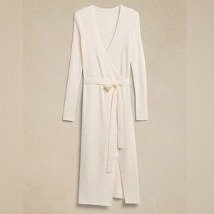Banana Republic White Wrap Knit Dress